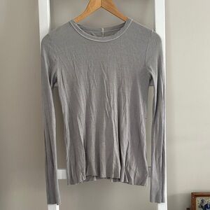 Enza Costa Silk Blend Knit Long Sleeve Ribbed Crewneck Top